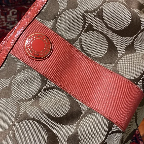 Red & Tan Coach Purse - Picture 15 of 15